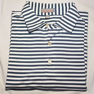 Peter Millar Summer Comfort Striped Golfing Polo Black&White Stripe Mens M